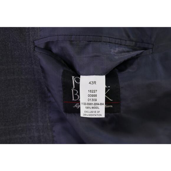 Jos A Bank Blazer Gray Windowpane Wool 2-Btn Sportcoat Signature 43R - Picture 8 of 8